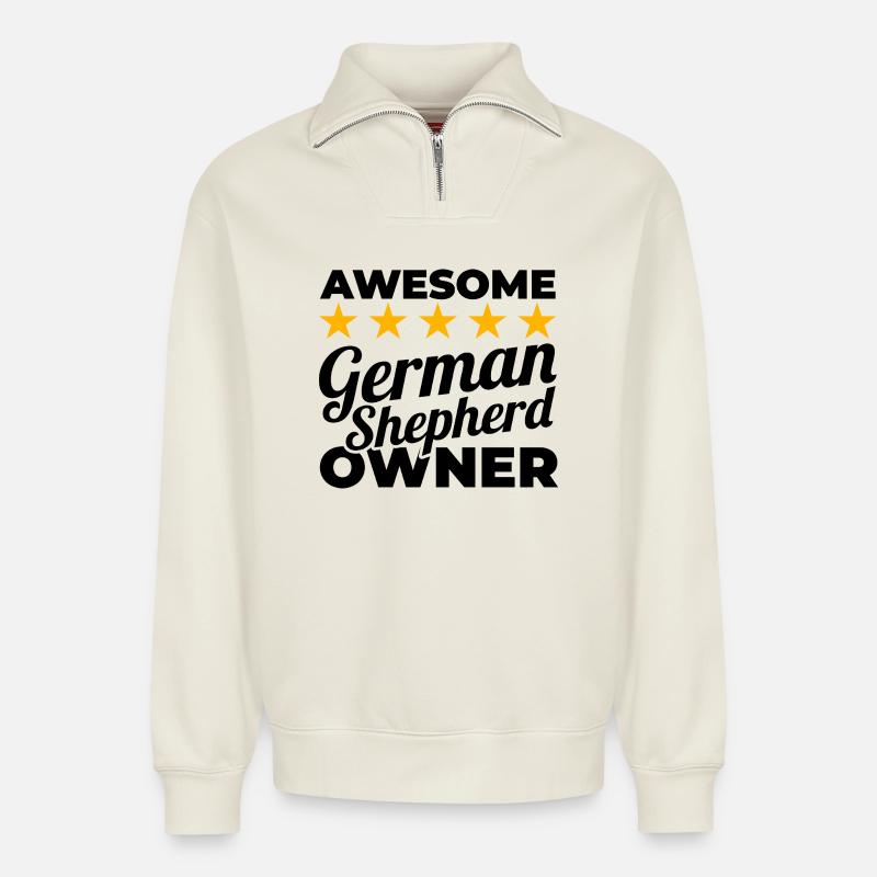 Bester Schäferhund Besitzer - Relaxed Unisex Organic Half Zip Sweatshirt – von SPREAD - Naturweiß
