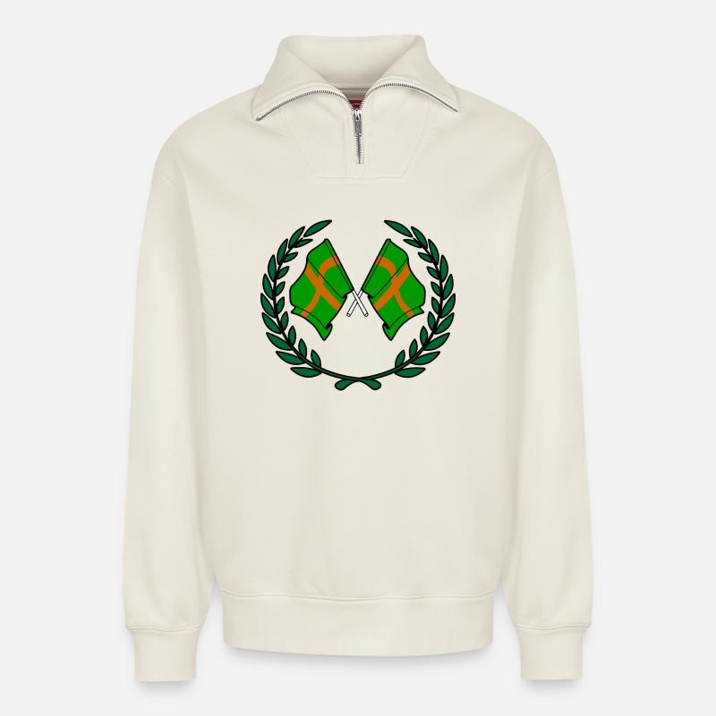 Coutume du Walking Crest - Sweat unisexe décontracté en coton biologique à demi-zip – de SPREAD - blanc cassé