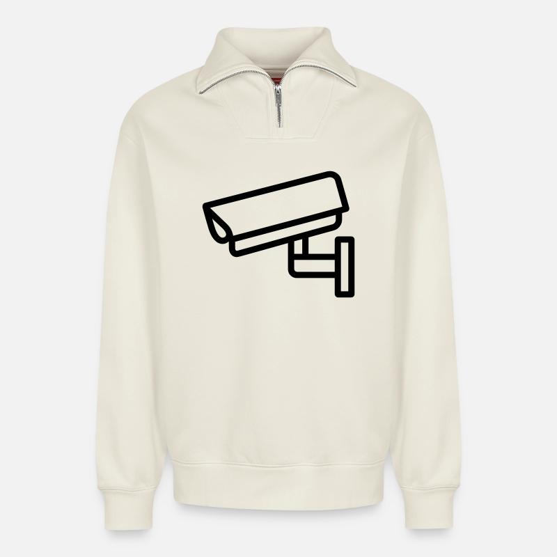 Camera - Relaxed Unisex Organic Half Zip Sweatshirt – by SPREAD - off white