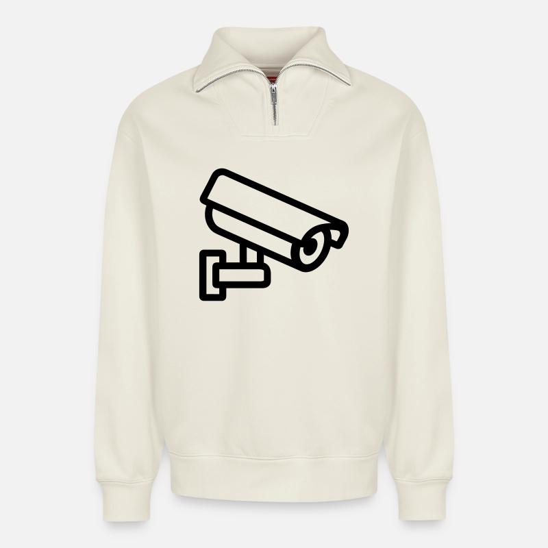 Camera - Relaxed Unisex Organic Half Zip Sweatshirt – by SPREAD - off white