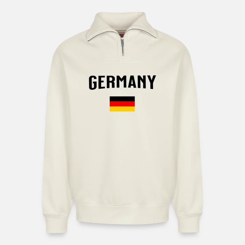 Germany - Relaxed Unisex Organic Half Zip Sweatshirt – by SPREAD - off white