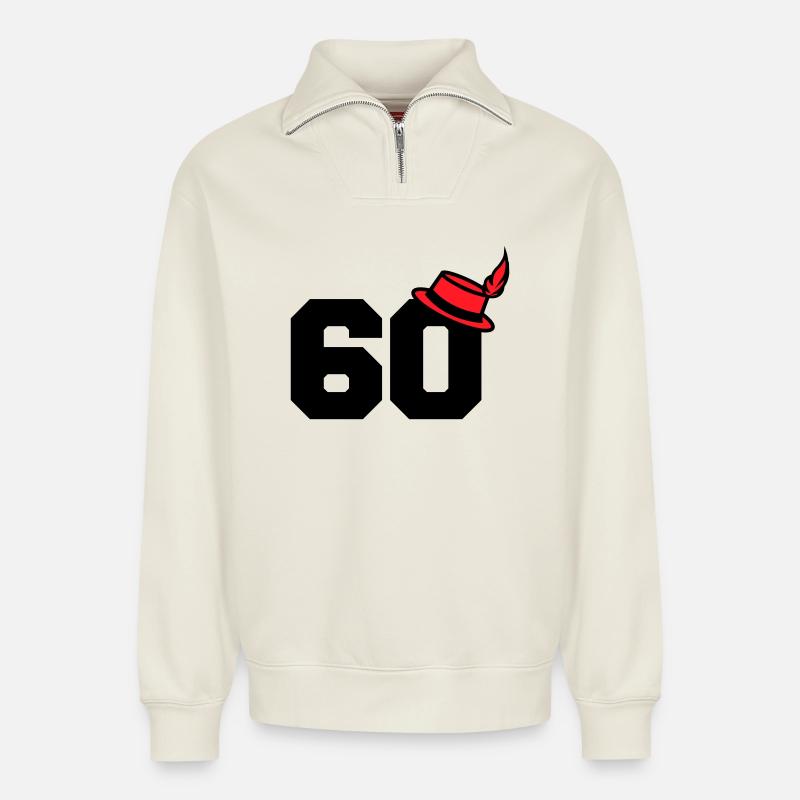 60 - Relaxed Unisex Organic Half Zip Sweatshirt – von SPREAD - Naturweiß