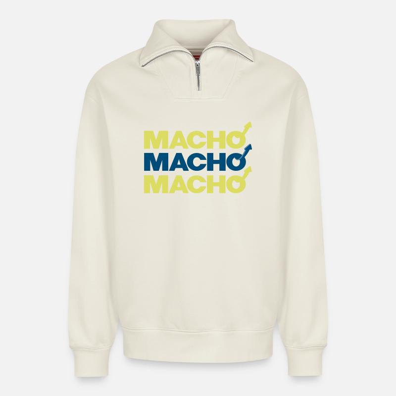 Macho - Relaxed Unisex Organic Half Zip Sweatshirt – von SPREAD - Naturweiß