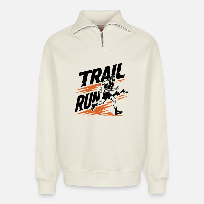 Trail Run - Relaxed Unisex Organic Half Zip Sweatshirt – von SPREAD - Naturweiß