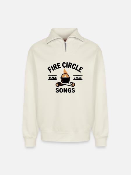 Campfire Kettle Cooking Outdoor Camping - Relaxed Unisex Organic Half Zip Sweatshirt – by SPREAD - off white