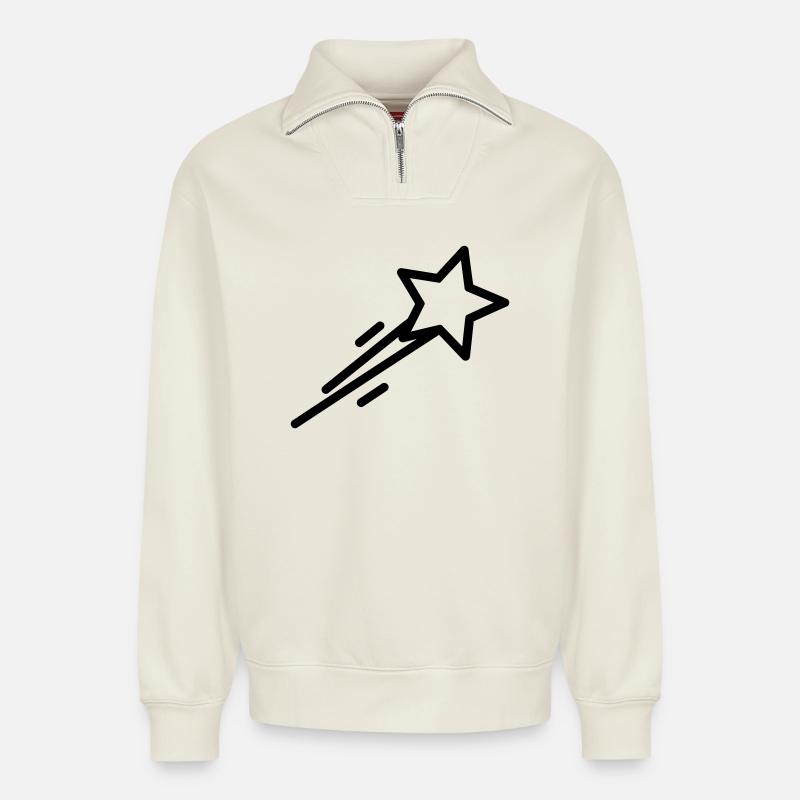 Sternschnuppe - Relaxed Unisex Organic Half Zip Sweatshirt – von SPREAD - Naturweiß