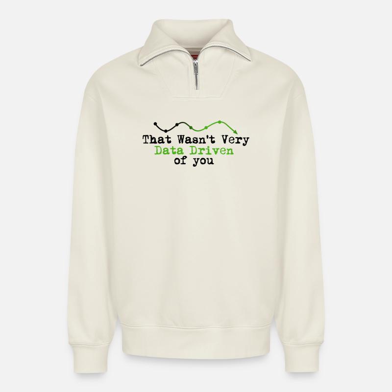 Datengetriebenes Graphline-Logo - Relaxed Unisex Organic Half Zip Sweatshirt – von SPREAD - Naturweiß