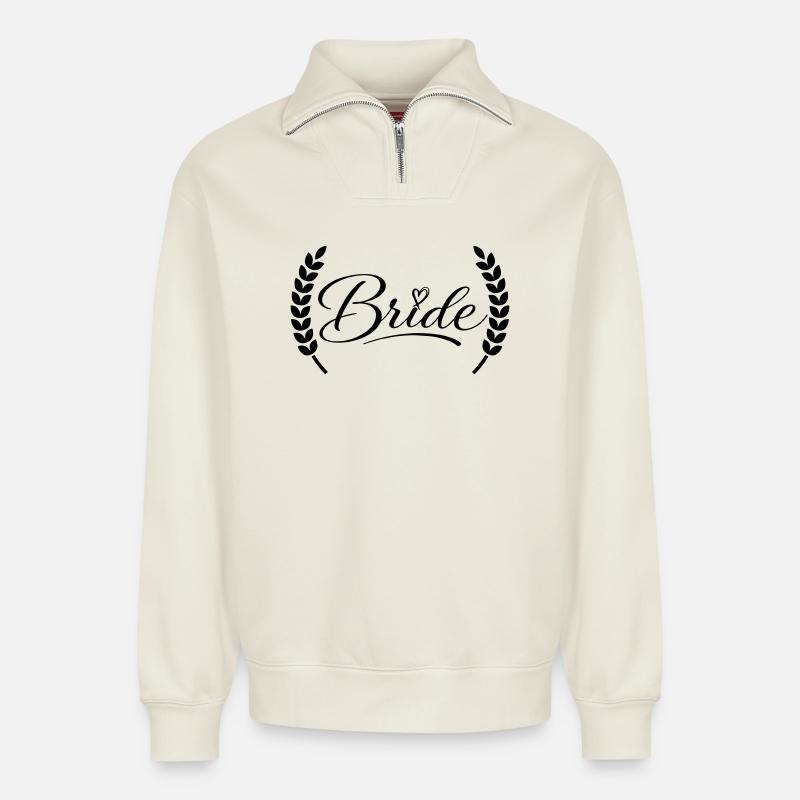 Bride - Relaxed Unisex Organic Half Zip Sweatshirt – von SPREAD - Naturweiß
