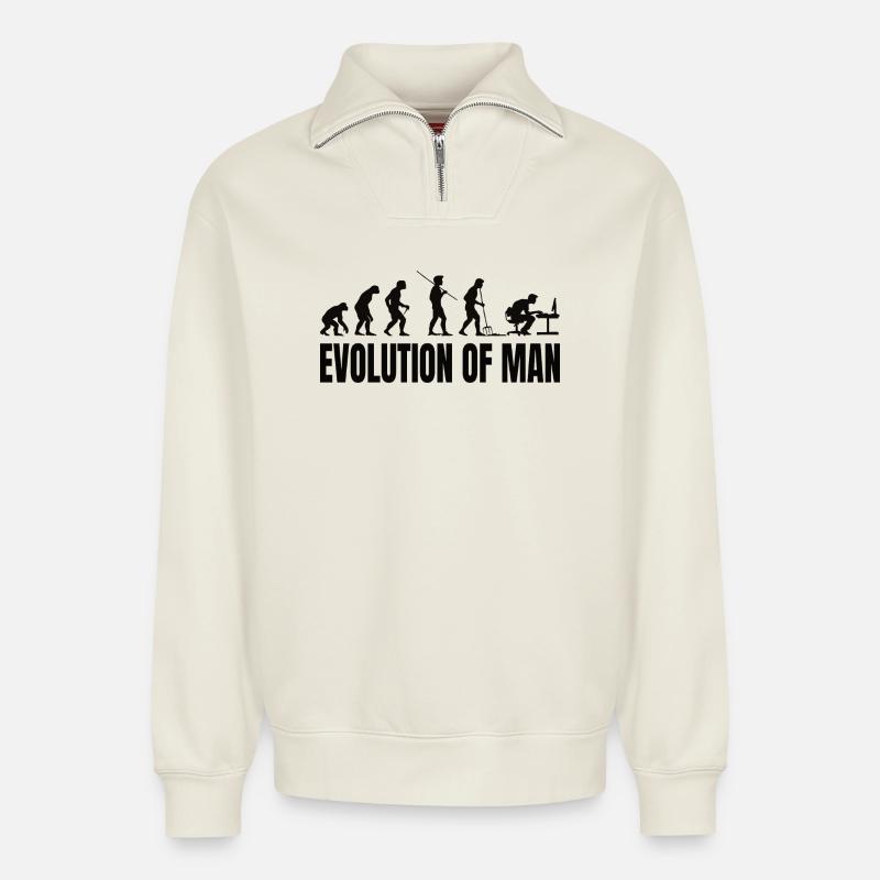 Programmierer Computerfreak Evolution - Relaxed Unisex Organic Half Zip Sweatshirt – von SPREAD - Naturweiß