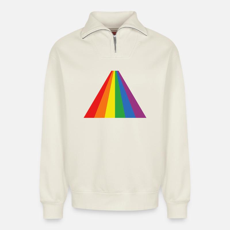 Rainbow Triangle Bold - Relaxed Unisex Organic Half Zip Sweatshirt – by SPREAD - off white