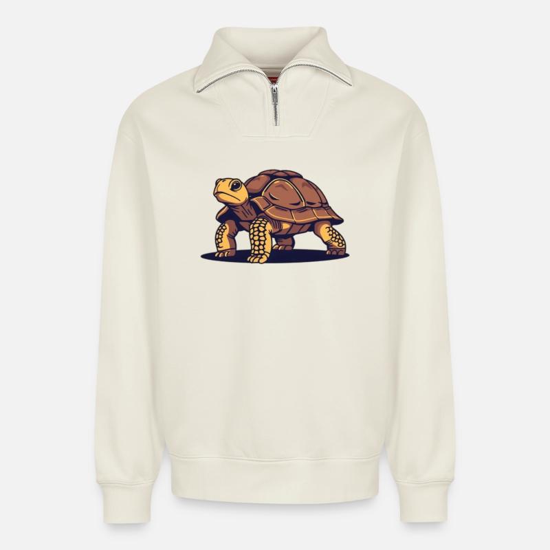 Turtle Turtle Gift - Relaxed Unisex Organic Half Zip Sweatshirt – by SPREAD - off white