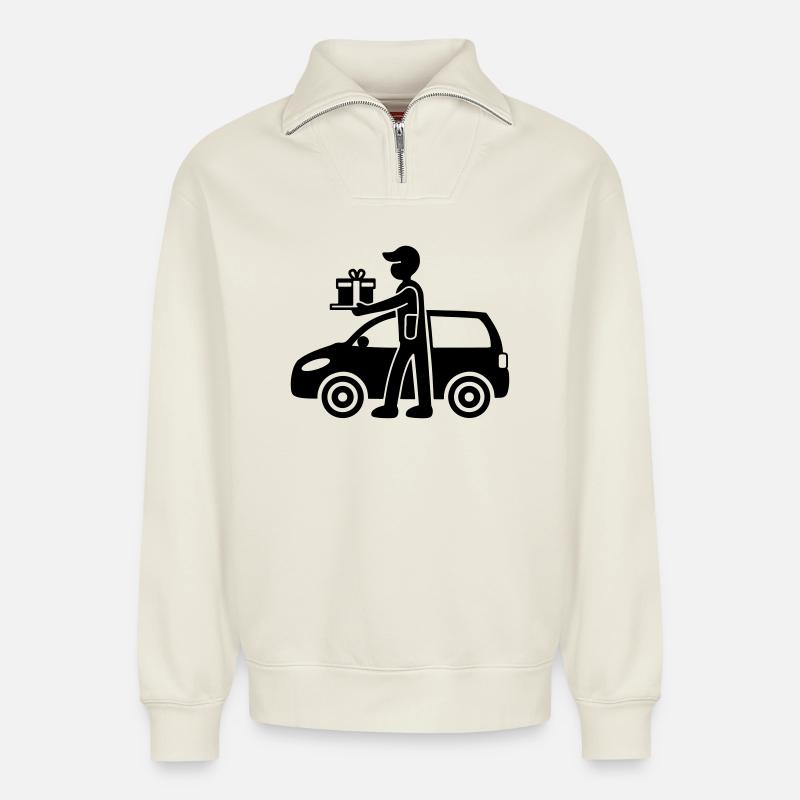 Package Service Delivery - Relaxed Unisex Organic Half Zip Sweatshirt – by SPREAD - off white