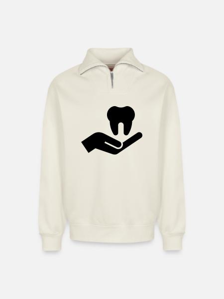 Dentist, Dentist, Dental Practice - Relaxed Unisex Organic Half Zip Sweatshirt – by SPREAD - off white