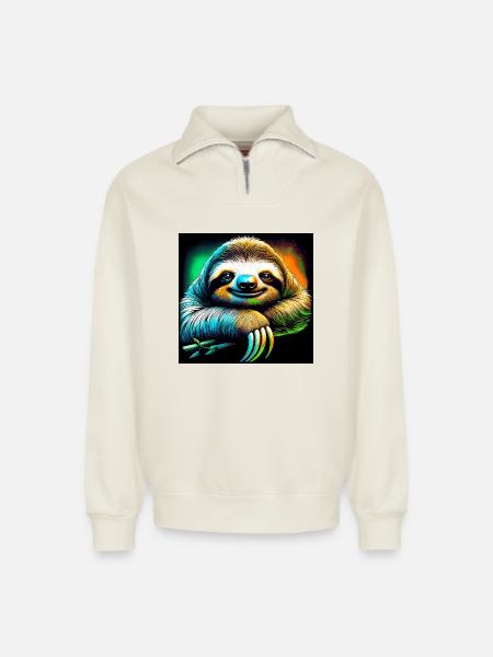Faultier - Relaxed Unisex Organic Half Zip Sweatshirt – von SPREAD - Naturweiß