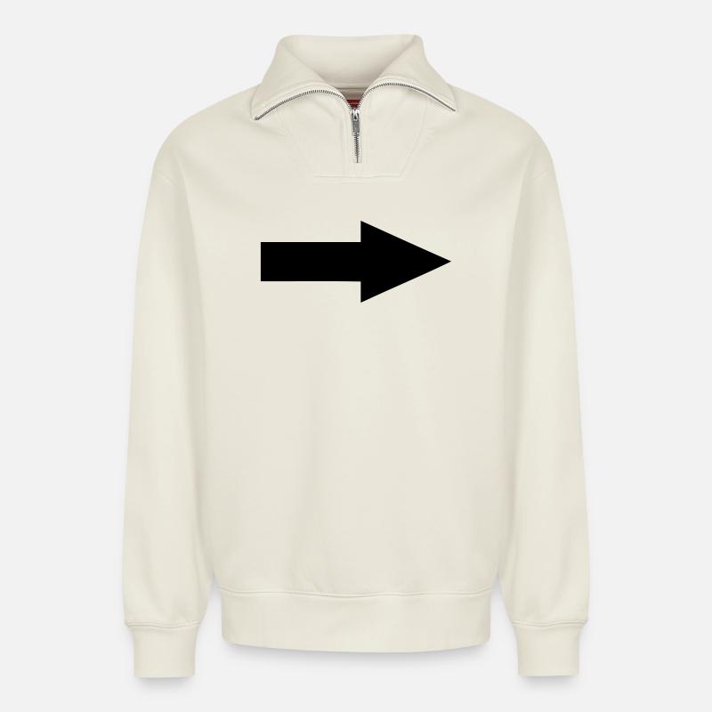 Pfeil - Relaxed Unisex Organic Half Zip Sweatshirt – von SPREAD - Naturweiß