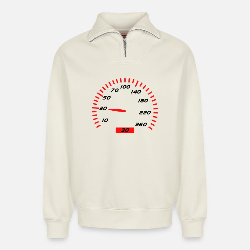 30th Birthday - Relaxed Unisex Organic Half Zip Sweatshirt – by SPREAD - off white