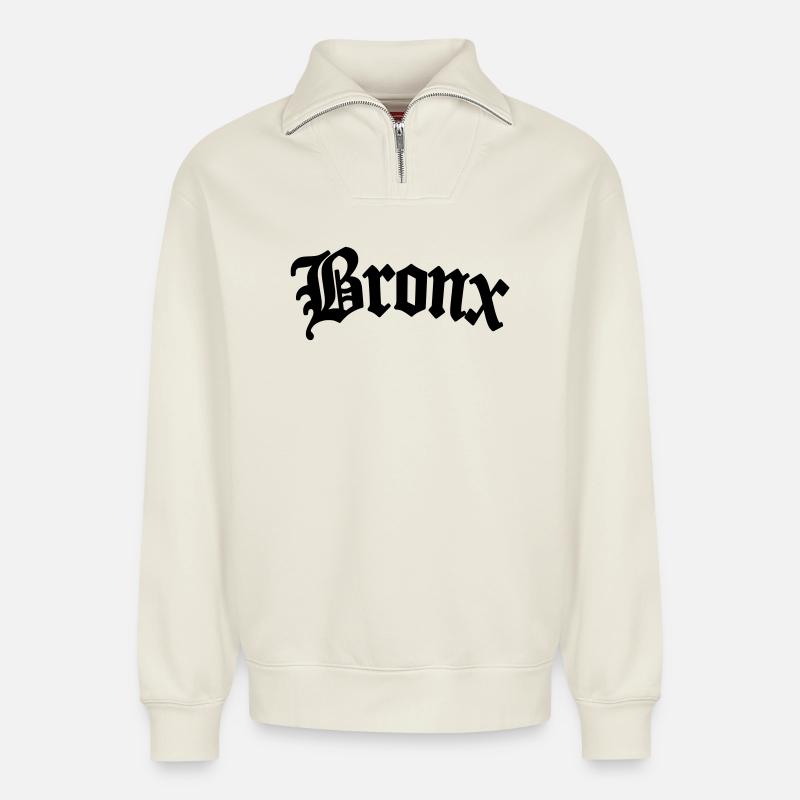 bronx - Relaxed Unisex Organic Half Zip Sweatshirt – von SPREAD - Naturweiß