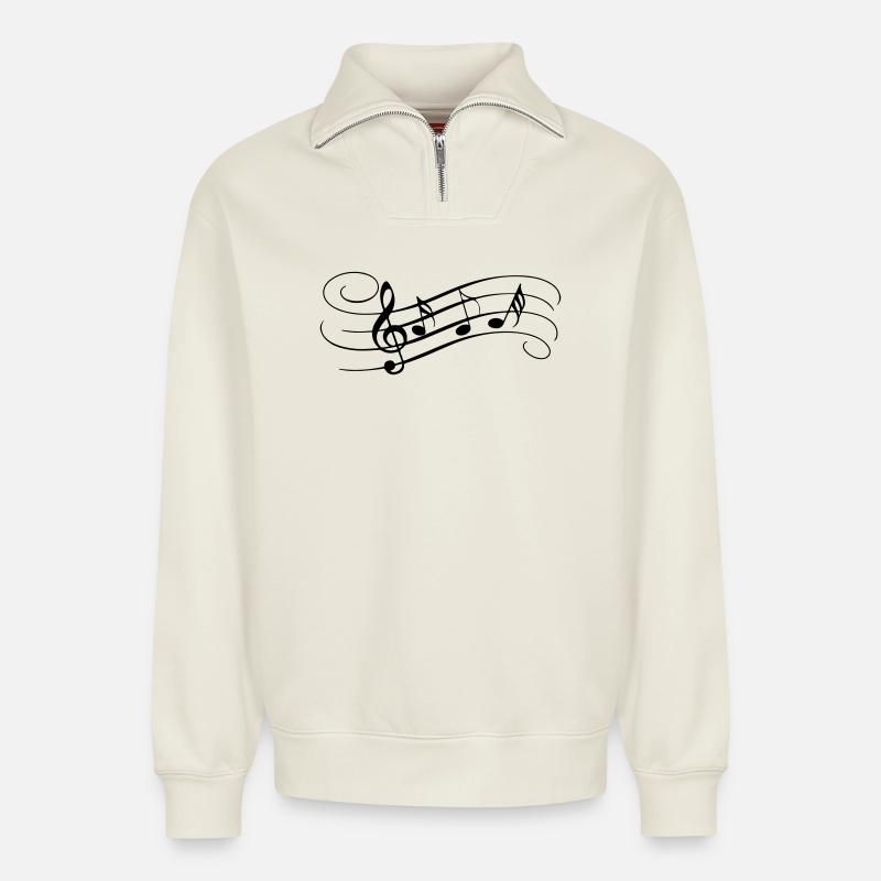 Soaring notes - Relaxed Unisex Organic Half Zip Sweatshirt – by SPREAD - off white