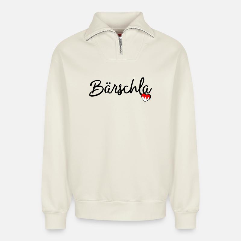 Bärschla - Relaxed Unisex Organic Half Zip Sweatshirt – von SPREAD - Naturweiß