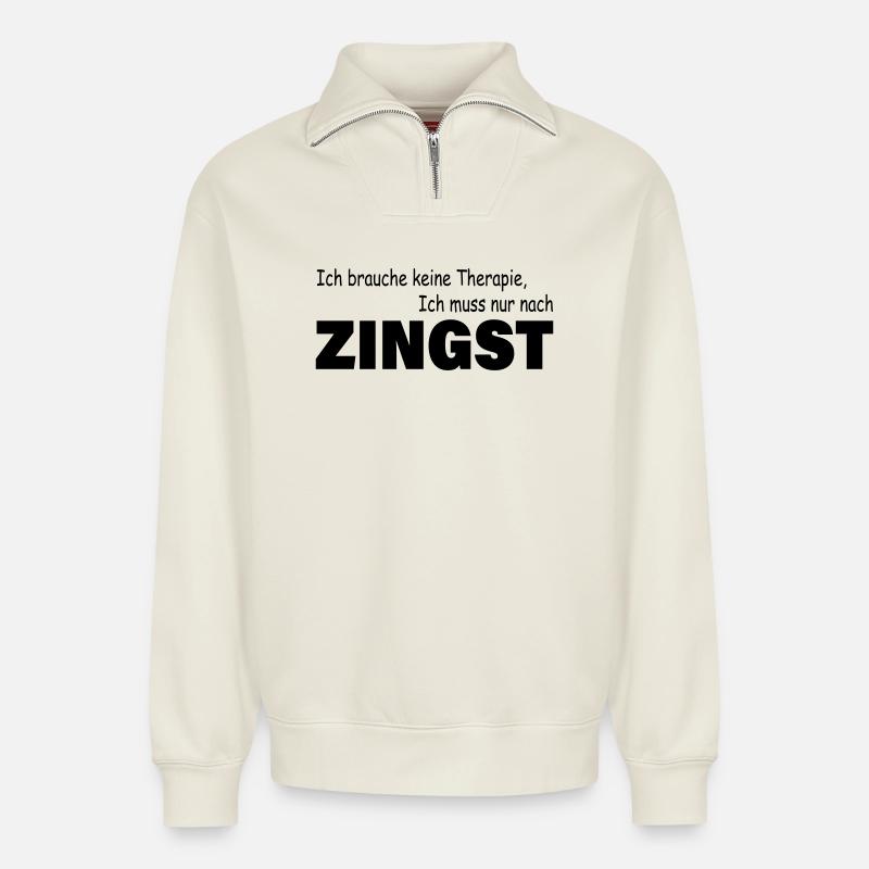 Therapie ZINGST - Relaxed Unisex Organic Half Zip Sweatshirt – von SPREAD - Naturweiß
