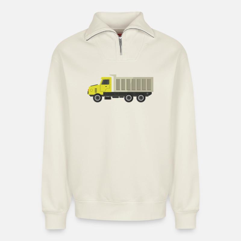 Lkw - Relaxed Unisex Organic Half Zip Sweatshirt – von SPREAD - Naturweiß