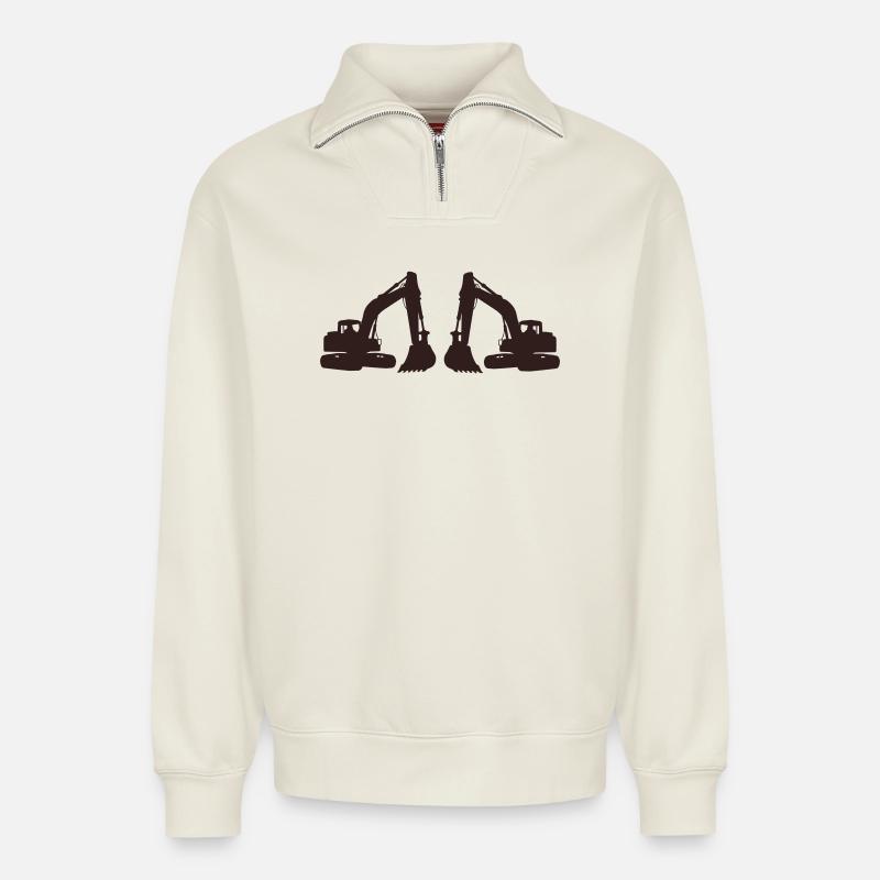 bagger - Relaxed Unisex Organic Half Zip Sweatshirt – von SPREAD - Naturweiß