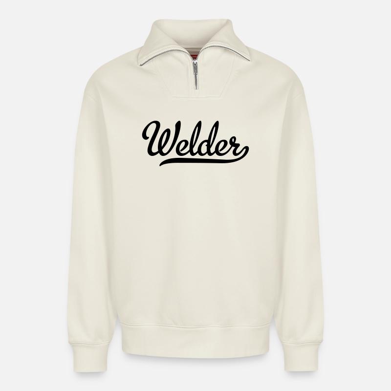 Schweißer - Relaxed Unisex Organic Half Zip Sweatshirt – von SPREAD - Naturweiß
