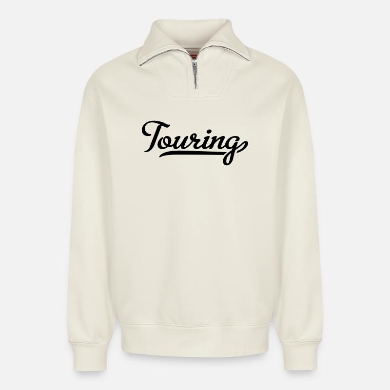 2541614 112658601 Touring - Relaxed Unisex Organic Half Zip Sweatshirt – by SPREAD - off white
