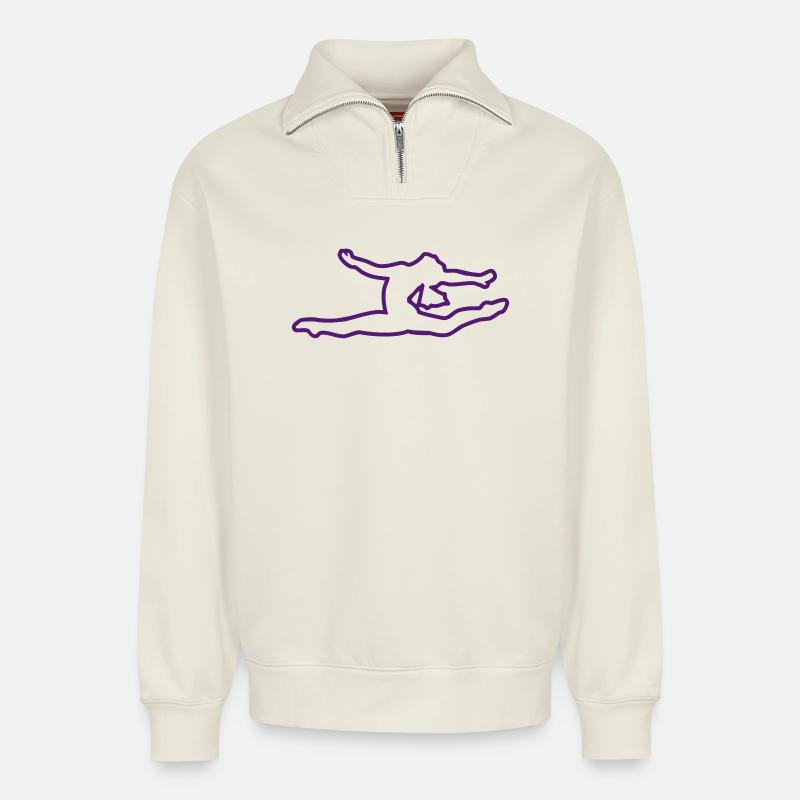Gymnastik Mädchen - Relaxed Unisex Organic Half Zip Sweatshirt – von SPREAD - Naturweiß