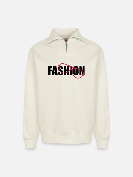 Fashion - Relaxed Unisex Organic Half Zip Sweatshirt – by SPREAD - off white