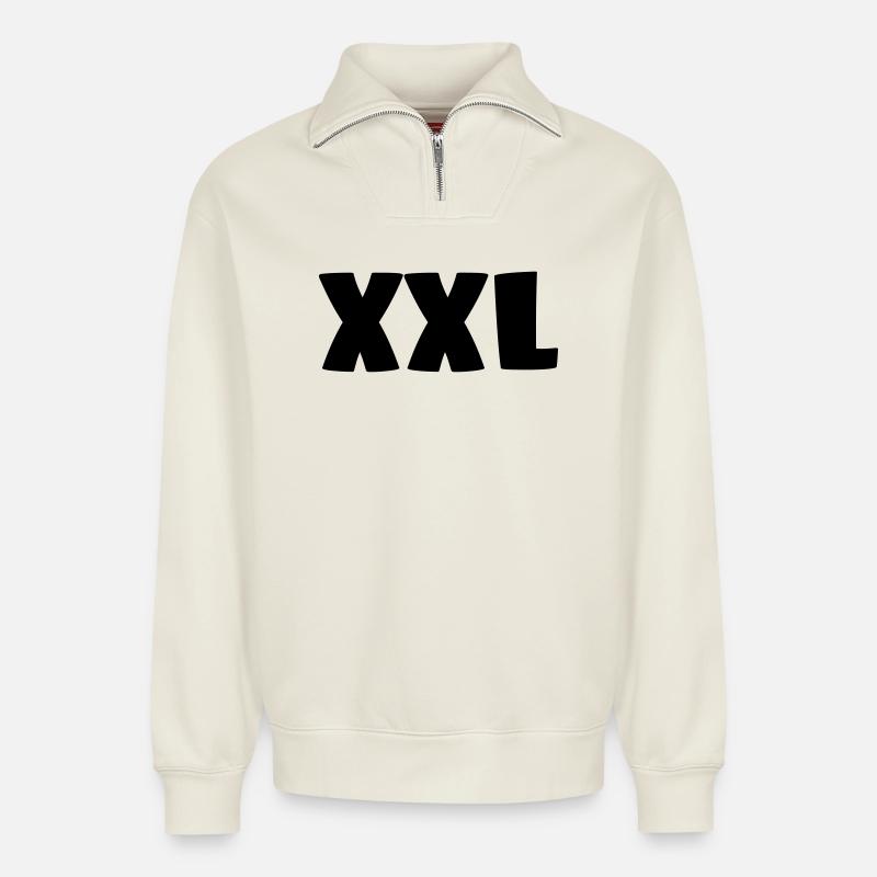 XXL - Relaxed Unisex Organic Half Zip Sweatshirt – von SPREAD - Naturweiß
