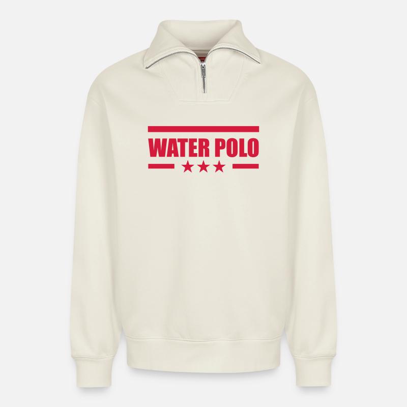 Water Polo - Relaxed Unisex Organic Half Zip Sweatshirt – von SPREAD - Naturweiß