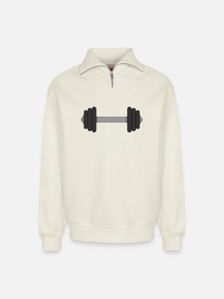 Haltère - Sweat unisexe décontracté en coton biologique à demi-zip – de SPREAD - blanc cassé