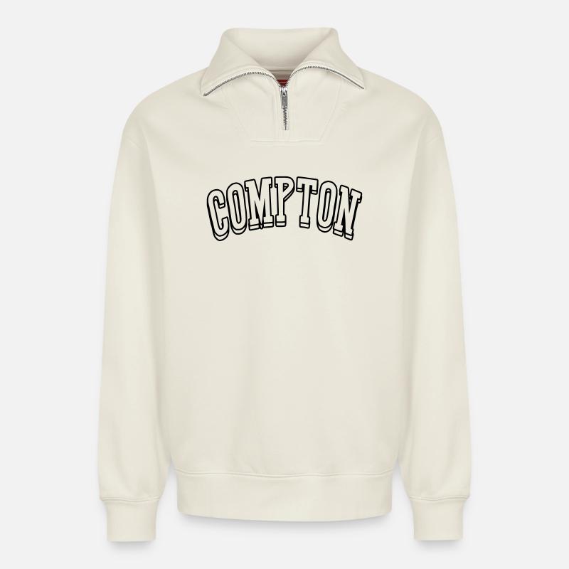 Compton Shirt - Relaxed Unisex Organic Half Zip Sweatshirt – by SPREAD - off white
