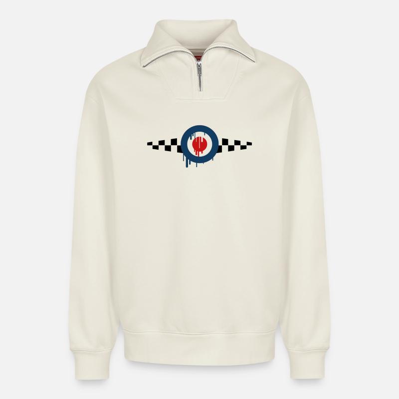 Mod Target skashirts - Sweat unisexe décontracté en coton biologique à demi-zip – de SPREAD - blanc cassé