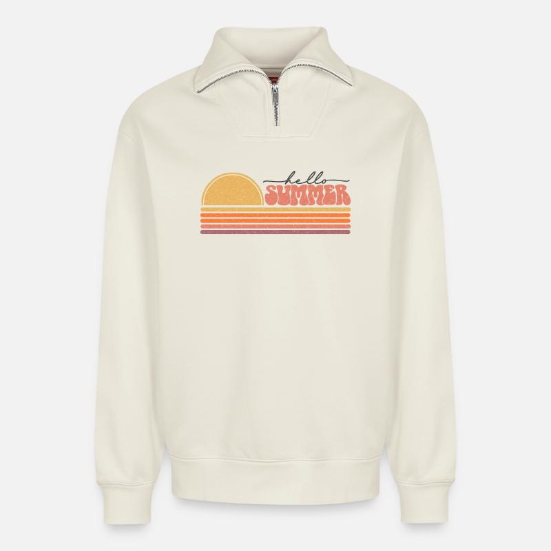 Sommer - Relaxed Unisex Organic Half Zip Sweatshirt – von SPREAD - Naturweiß
