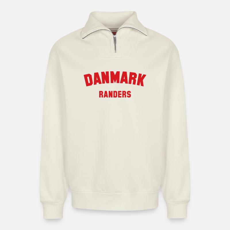 RANDERS Denmark Dänemark - Relaxed Unisex Organic Half Zip Sweatshirt – by SPREAD - off white