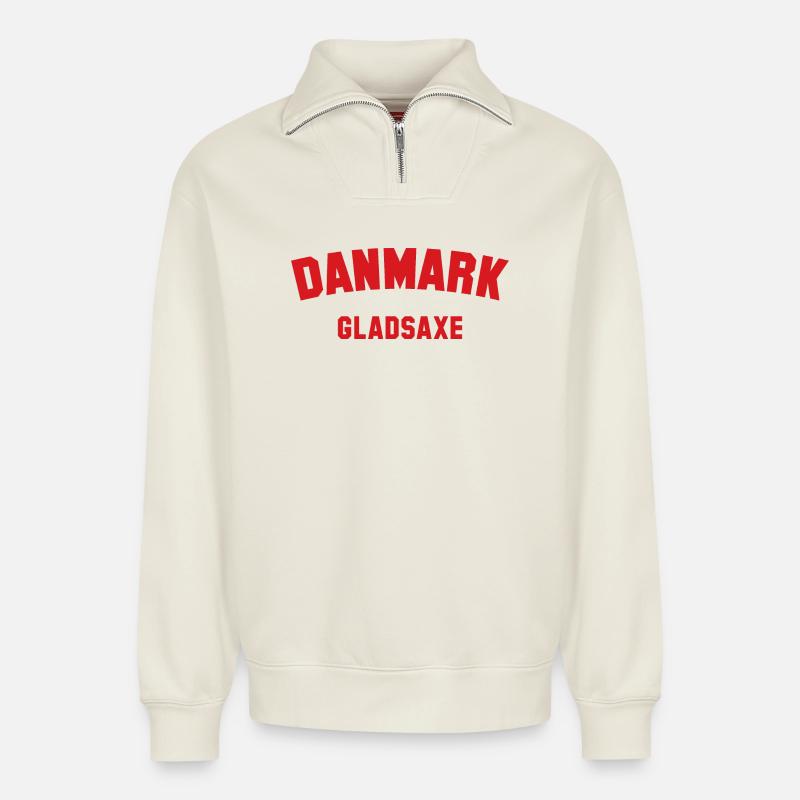 GLADSAXE Danmark Dänemark - Relaxed Unisex Organic Half Zip Sweatshirt – von SPREAD - Naturweiß