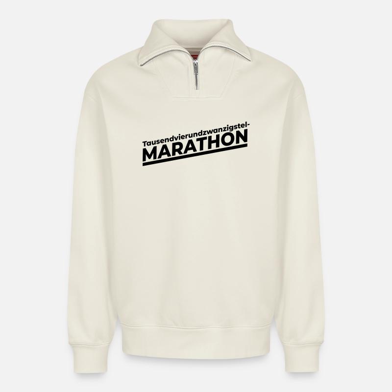 Marathon - Relaxed Unisex Organic Half Zip Sweatshirt – von SPREAD - Naturweiß