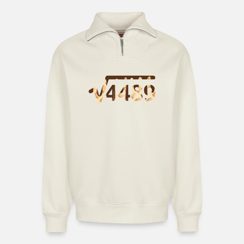 67 Meme Square - Relaxed Unisex Organic Half Zip Sweatshirt – von SPREAD - Naturweiß