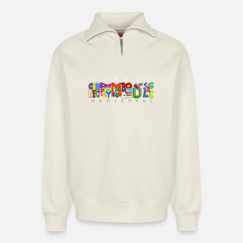 AICampus2026 - Relaxed Unisex Organic Half Zip Sweatshirt – von SPREAD - Naturweiß