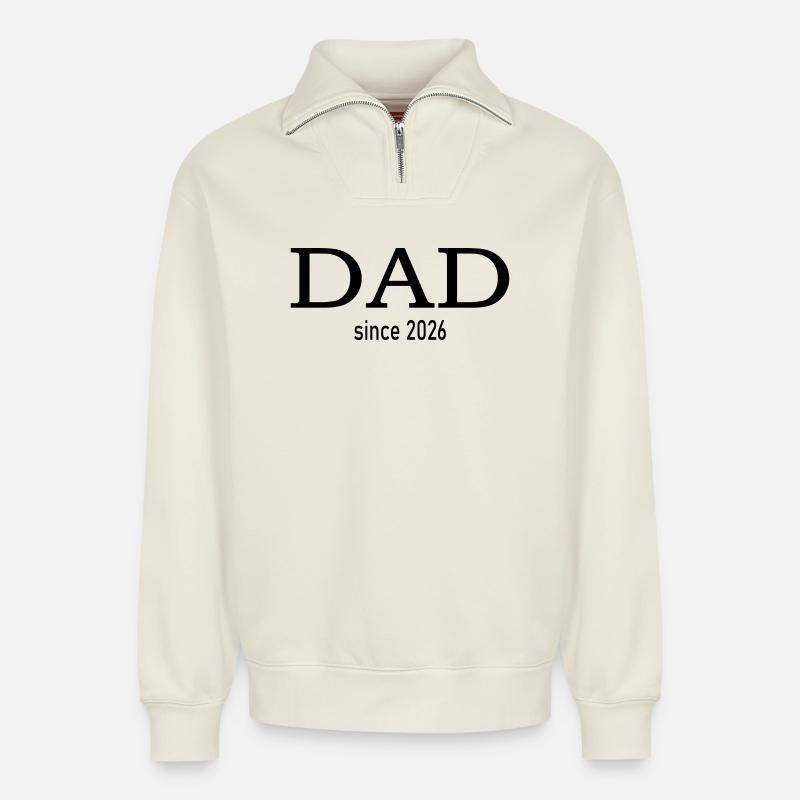 Dad since 2026 - Relaxed Unisex Organic Half Zip Sweatshirt – von SPREAD - Naturweiß