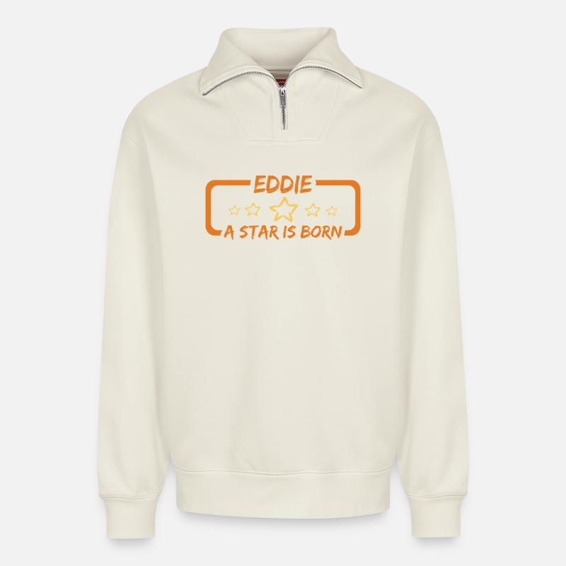 Eddie Eddie - Relaxed Unisex Organic Half Zip Sweatshirt – von SPREAD - Naturweiß