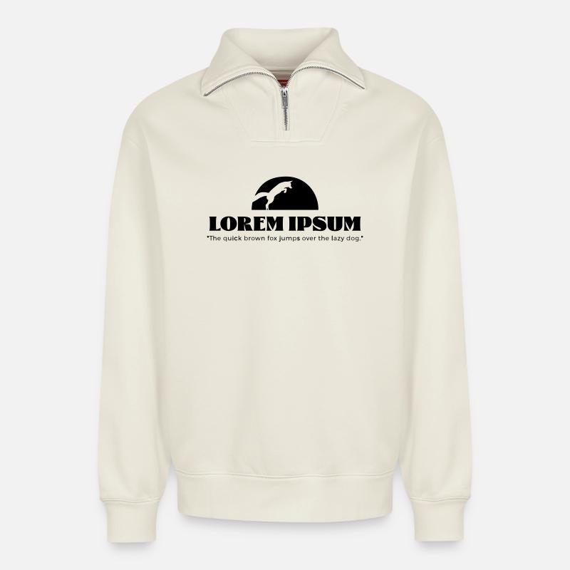 Lorem Ipsum „The quick brown ... - Relaxed Unisex Organic Half Zip Sweatshirt – von SPREAD - Naturweiß