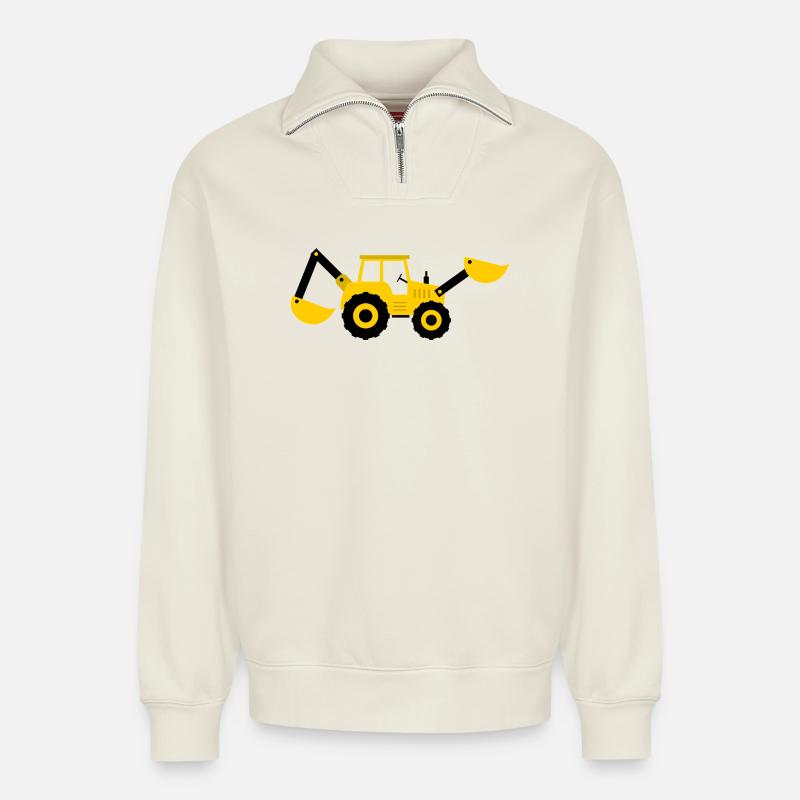 Excavator - Relaxed Unisex Organic Half Zip Sweatshirt – by SPREAD - off white