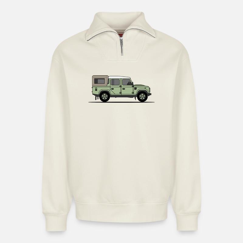 Verteidiger 110 - Abholung - Relaxed Unisex Organic Half Zip Sweatshirt – von SPREAD - Naturweiß