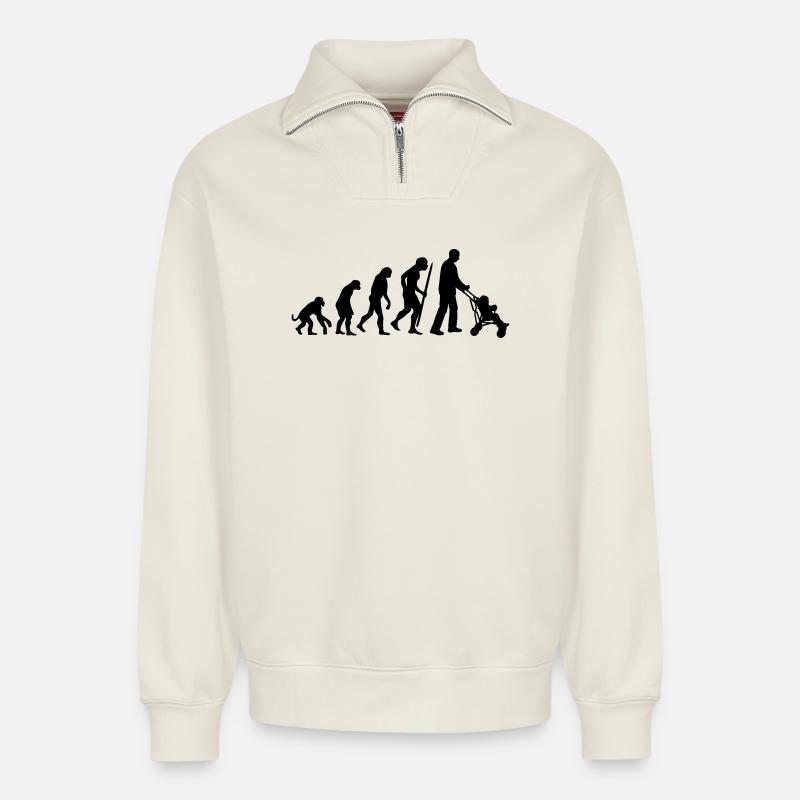Die Entwicklung der (Groß-) Vaterschaft - Relaxed Unisex Organic Half Zip Sweatshirt – von SPREAD - Naturweiß
