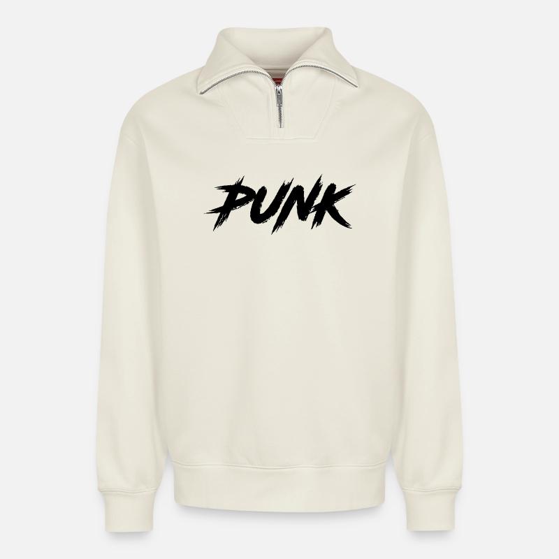 PUNK - Relaxed Unisex Organic Half Zip Sweatshirt – by SPREAD - off white