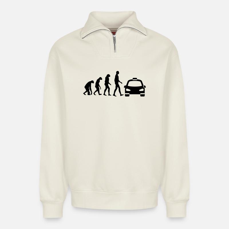 Taxi - Relaxed Unisex Organic Half Zip Sweatshirt – von SPREAD - Naturweiß