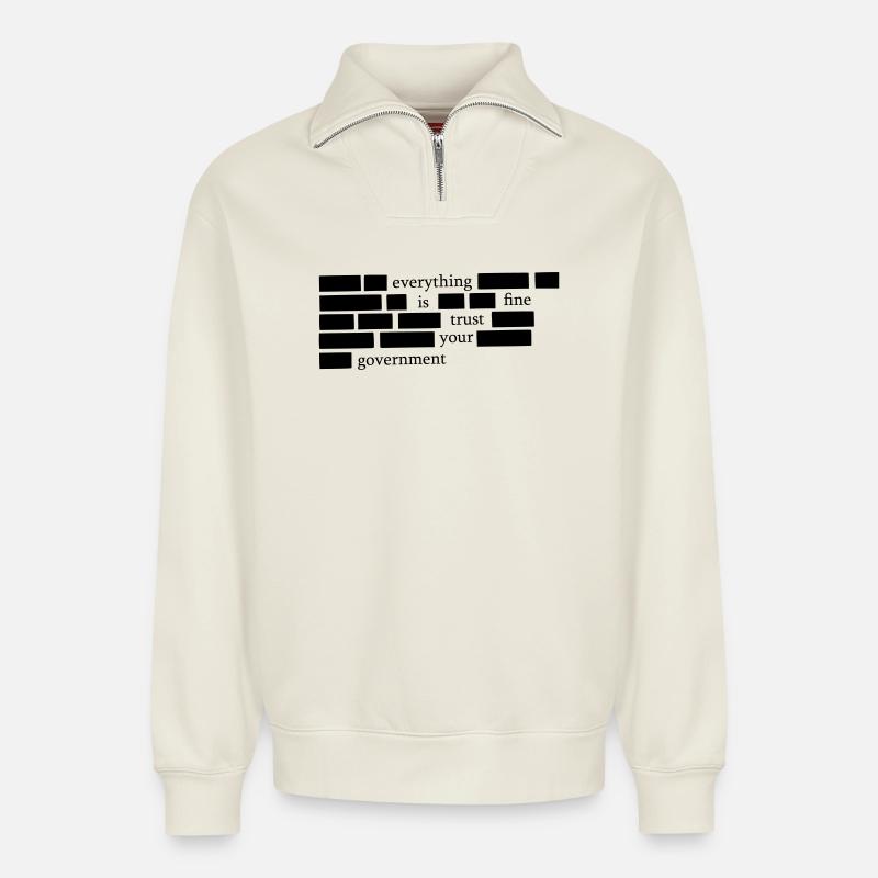 Everything is fine - Relaxed Unisex Organic Half Zip Sweatshirt – von SPREAD - Naturweiß